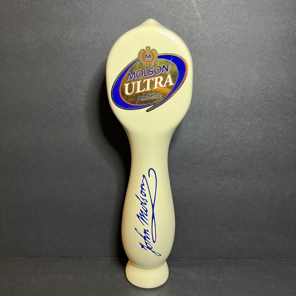 Vintage John Molson Ultra Ceramic Beer Tap Handle Knob Bartending Barware 9.75"